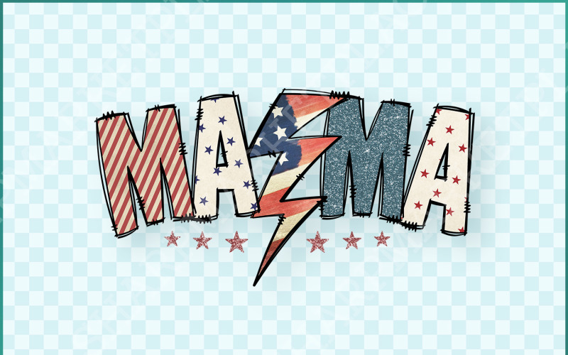 American Mama PNG, Mama Sublimation, Patriotic American Flag, Mama Mini PNG, Fjärde juli, Retro