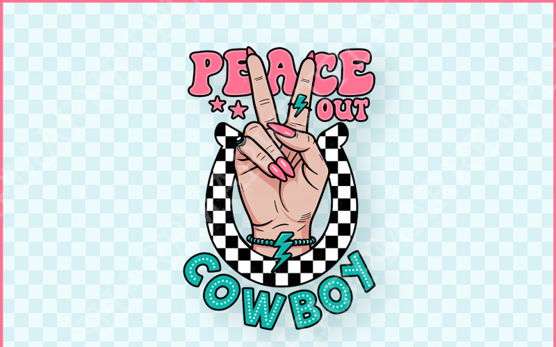 Peace Out Cowboy PNG, Diseño de camisa vintage country occidental, Sublimación de vaquera rosa, Desierto de moda