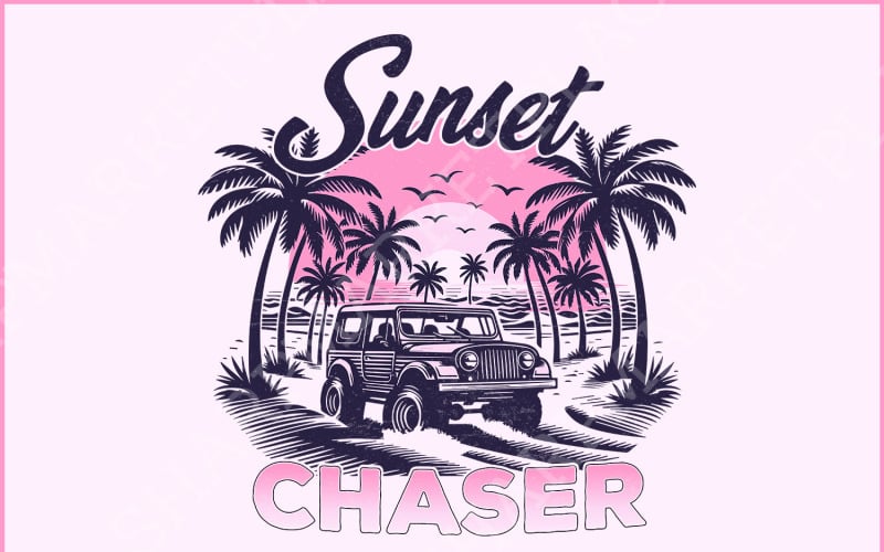 Sunset Chaser PNG, Summer Vibes, Retro Summer, Trendy Summer PNG, Beach Vibes, Beach PNG, Aesthetic