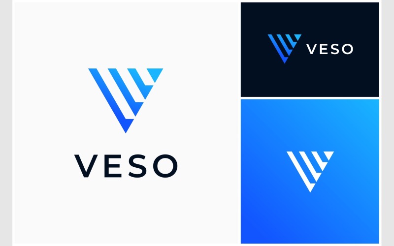 Letter V Abstract Geometric Modern Logo