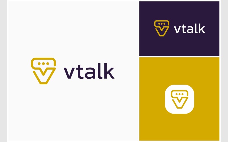 Letter V Bubble Chat Message Logo