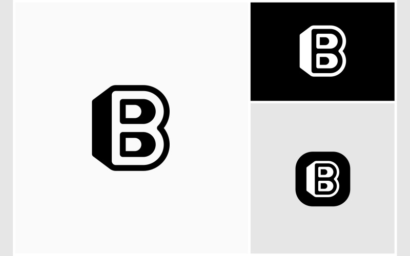 Litera B 3D proste płaskie logo