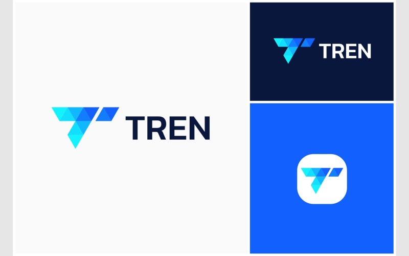 Litera T Początkowe nowoczesne logo geometryczne