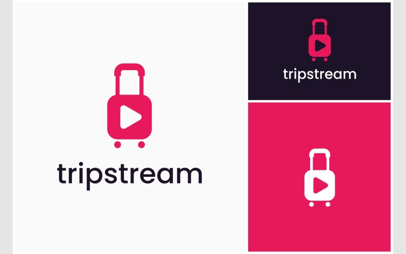 Logo di riproduzione video da viaggio in valigia