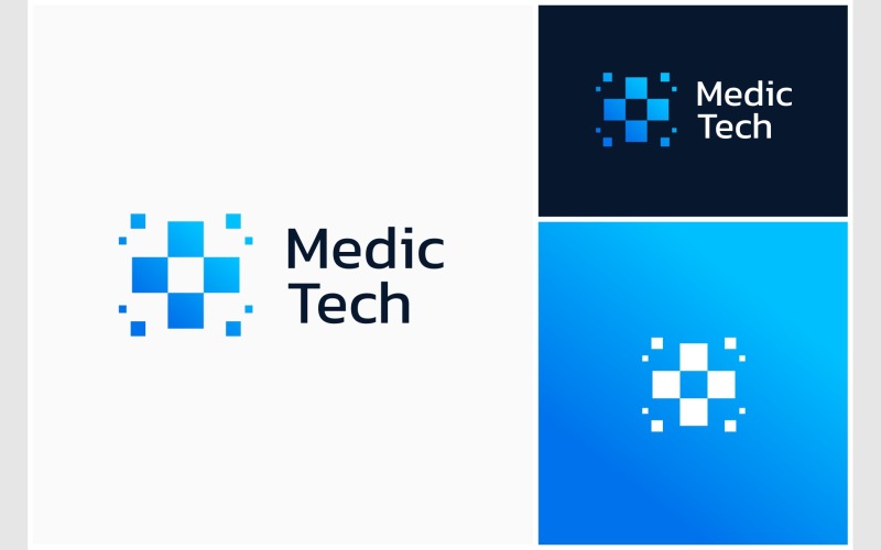 Medizinisches Pixel-Digital-Tech-Logo
