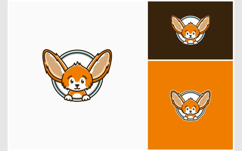 Söt Fennec Fox Tecknad Illustration