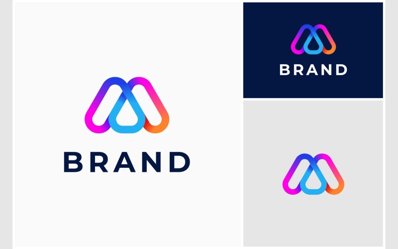 Bokstaven M Färgglad Gradient Logotyp