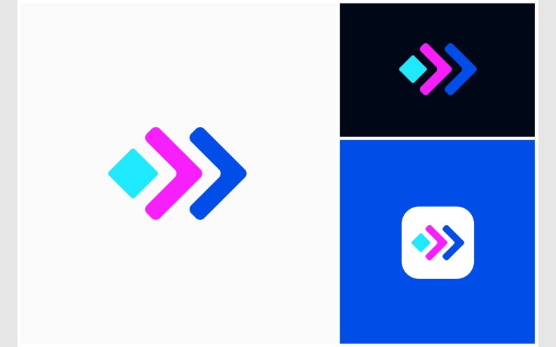 Fyrkantig framåtpil Modern Logotyp