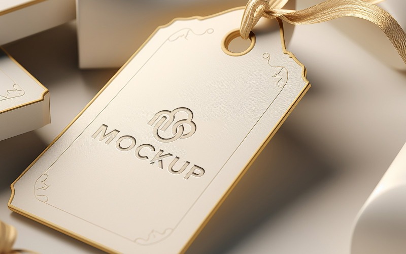 Maqueta de marca de etiqueta de precio o etiqueta de madera de lujo