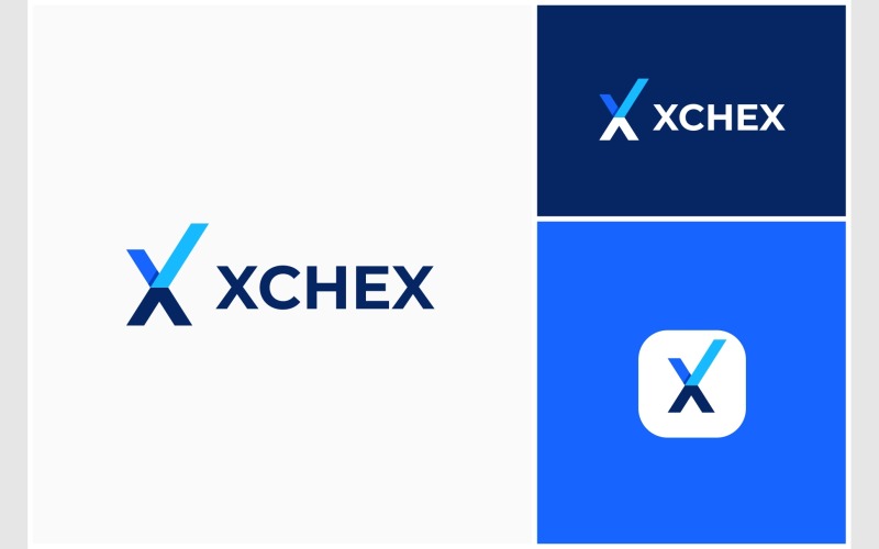 Letter X Checkmark Tick Logo