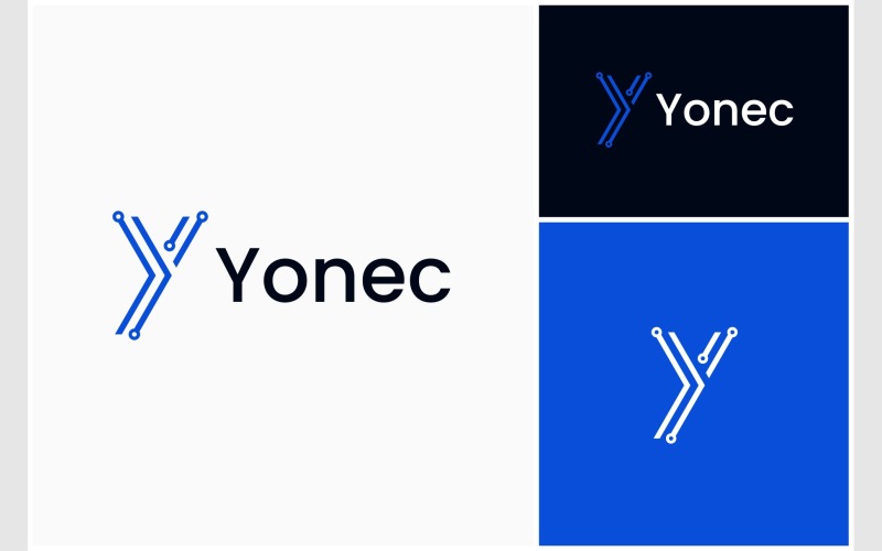 Logotipo eletrônico da tecnologia letra Y