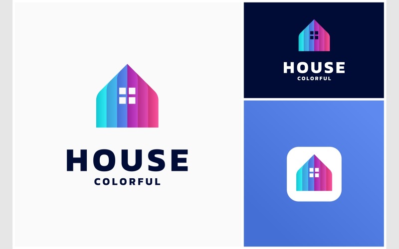 Hus Hem Färgglad Modern Logotyp