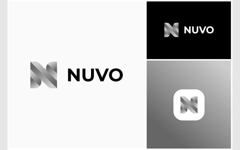 Letter N Silver Gradient Logo
