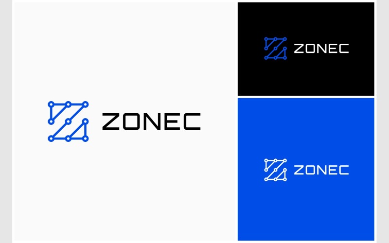 Logo moderno con tecnologia di connessione Lettera Z