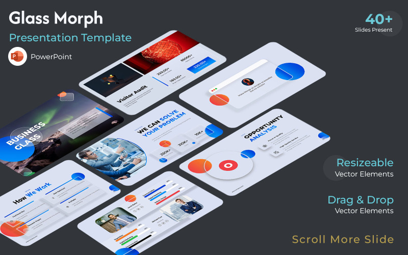 Plantilla de presentación de PowerPoint de vidrio Morph