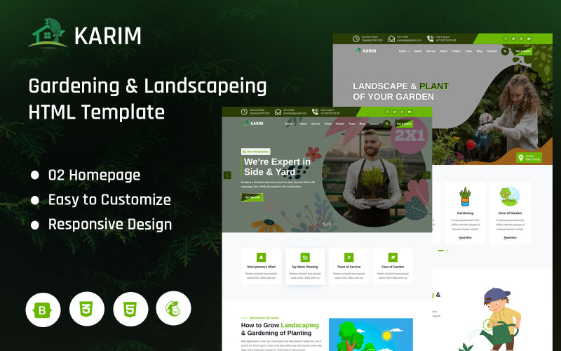Karim – Zahradnictví a krajinářství Šablona vstupní stránky HTML5