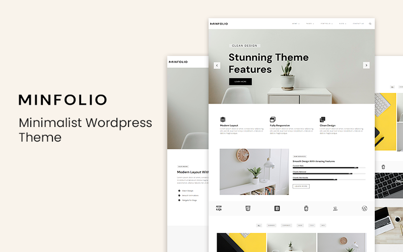 Minfolio — минималистичная тема WordPress