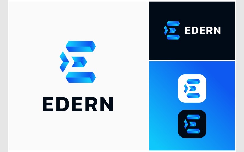 Bokstaven E pil Färgglada moderna logotyp