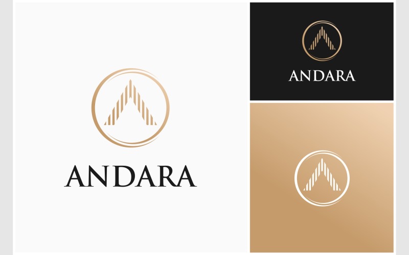 Litera A Początkowe luksusowe okrągłe minimalistyczne logo