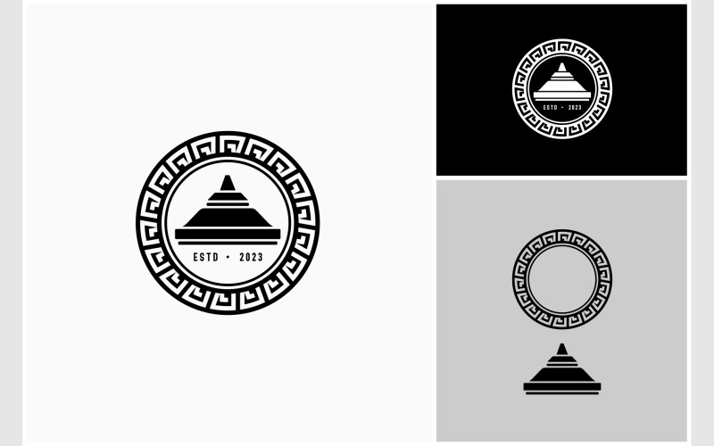 Logo della cornice greca del cerchio delle rovine del tempio