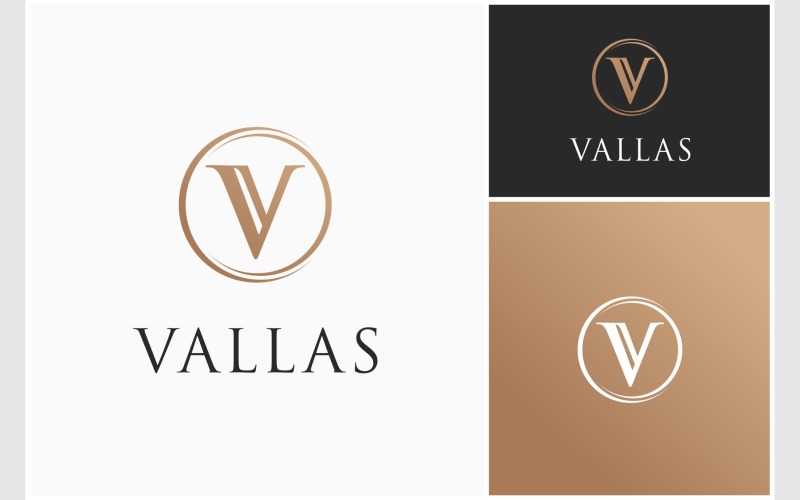 Logo iniziale del cerchio di lusso della lettera V