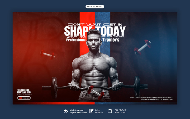 Modello di banner Web per palestra e fitness