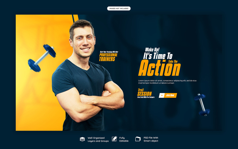 Modello di banner Web per palestra e fitness