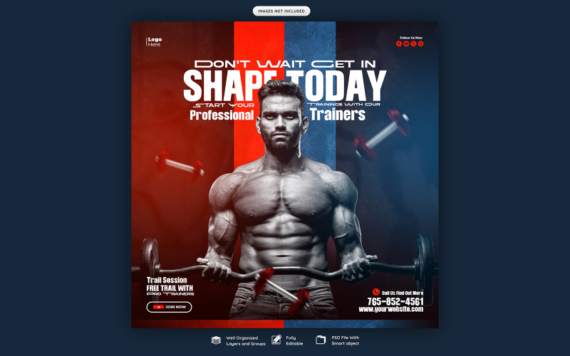 Plantilla de redes sociales para gimnasio y fitness