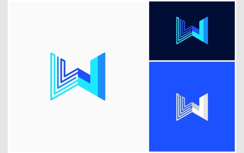 Harf W İlk Modern Renkli Logo