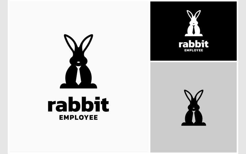 Kaninchen Krawatte Silhouette flaches Logo