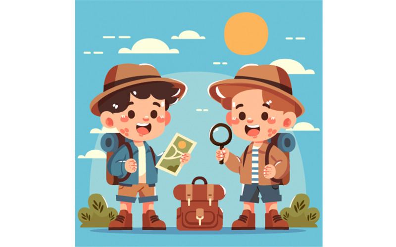 Les enfants du détective célèbrent l'illustration de la chasse au trésor