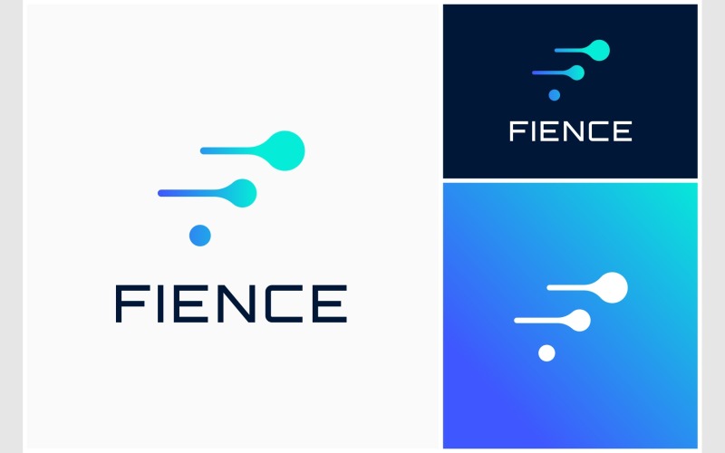 Letra F Tecnología Molécula Ciencia Logo