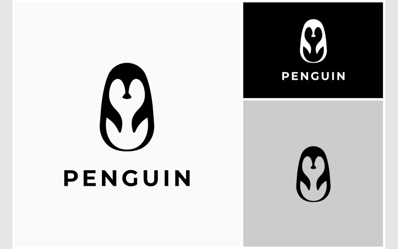Logo De Ilustración De Silueta Plana De Pingüino