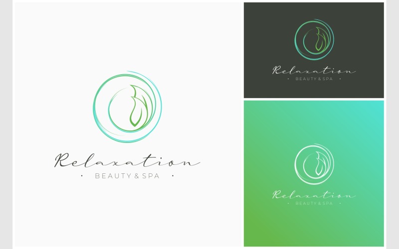 Logotipo De Relajación De Hoja De Pincel Circular