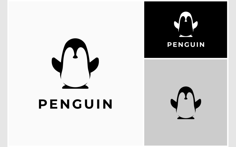 Logotipo De Silueta Plana De Pingüino