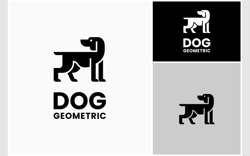 Плоский геометрический логотип гончей собаки