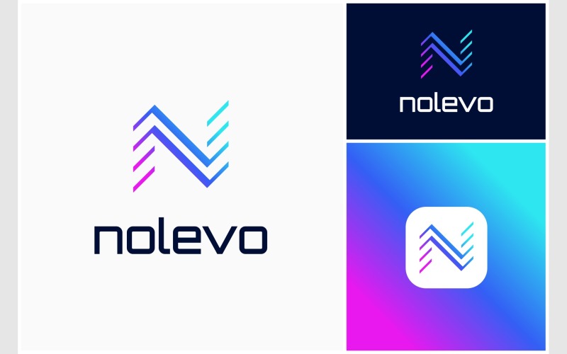 Bokstaven N modern futuristisk logotyp