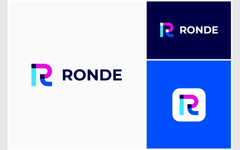 Bokstaven R Inledande modern enkel logotyp