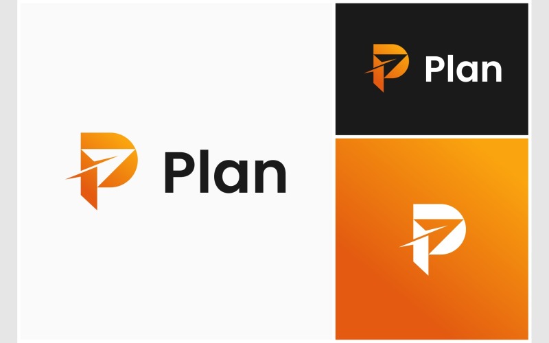 Letra P seta para cima logotipo moderno