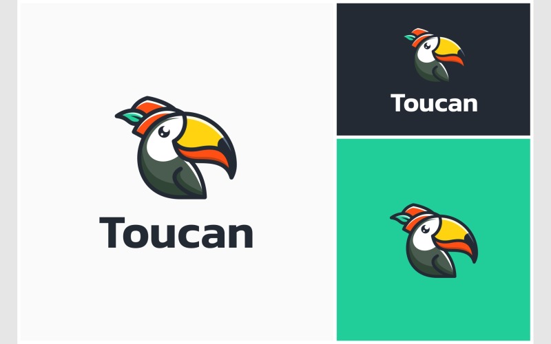 Logo kreskówki maskotka ptak tukan