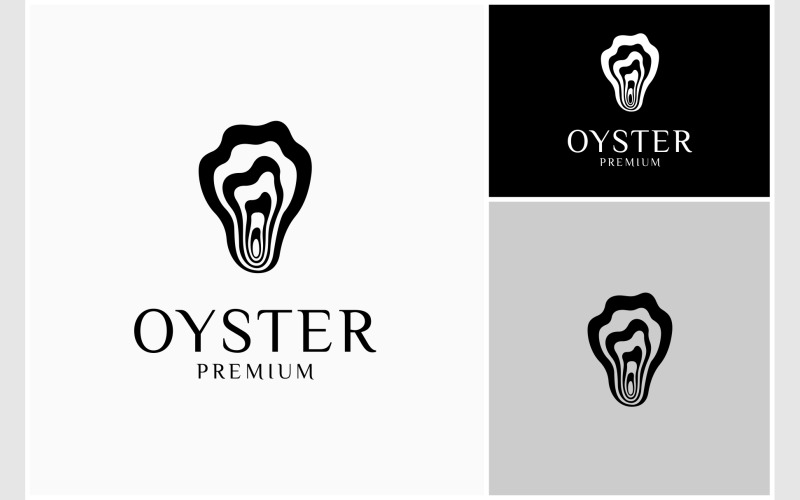 Logotipo de concha de ostra vieira pérola molusco