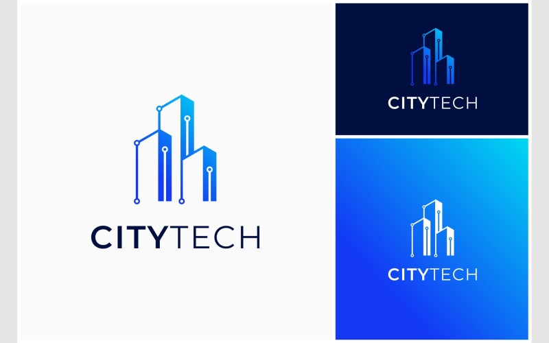 Stad gebouw technologie Cyber-logo