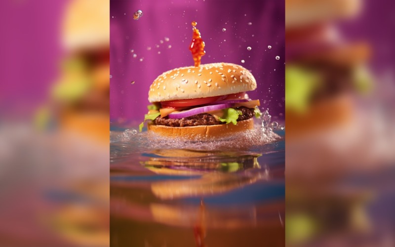 Burger z bekonem, pasztetem wołowym i pływającymi składnikami 52