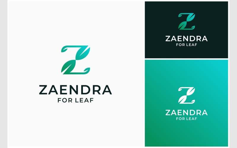 Letra Z Folha Verde Logotipo Natural