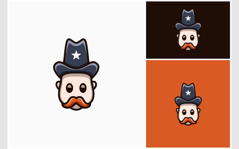 Logo dello sceriffo annoiato dell'uomo dei baffi