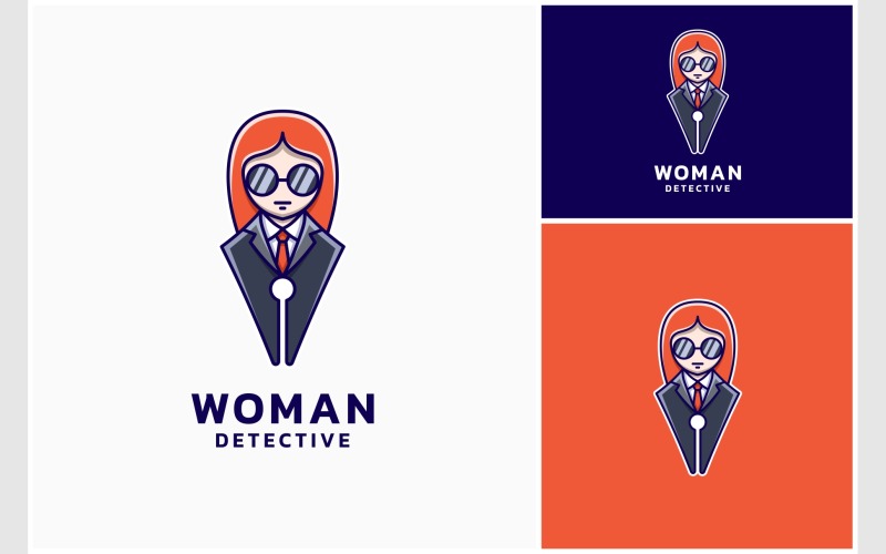 Logotipo de mujer periodista detective