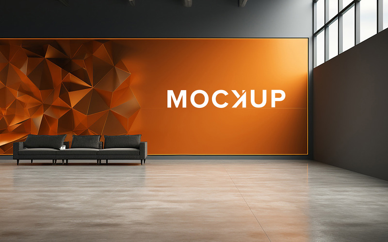 Maqueta de logotipo 3d en plantilla interior de pared