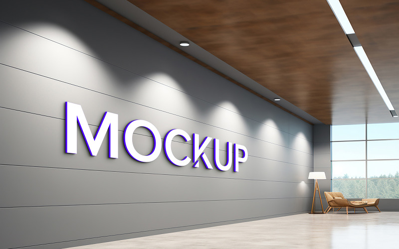 Mockup logo 3d sull'ingresso della sala affari psd