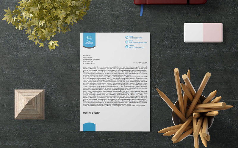 Conception de papier à en-tête, papier à en-tête moderne, papier à en-tête professionnel