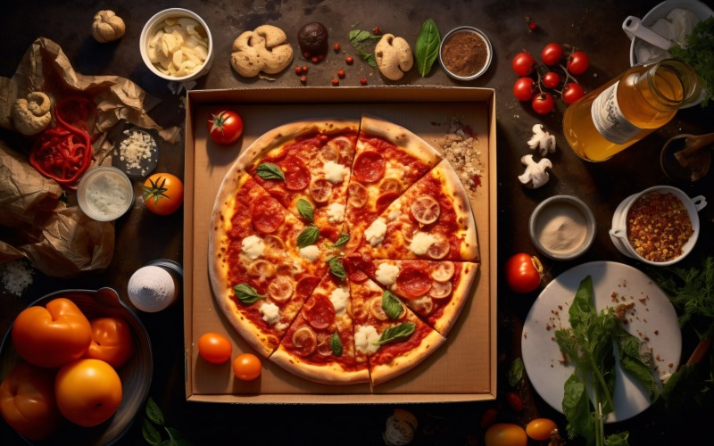 Flatlay Realistic Veggie Pizza 5